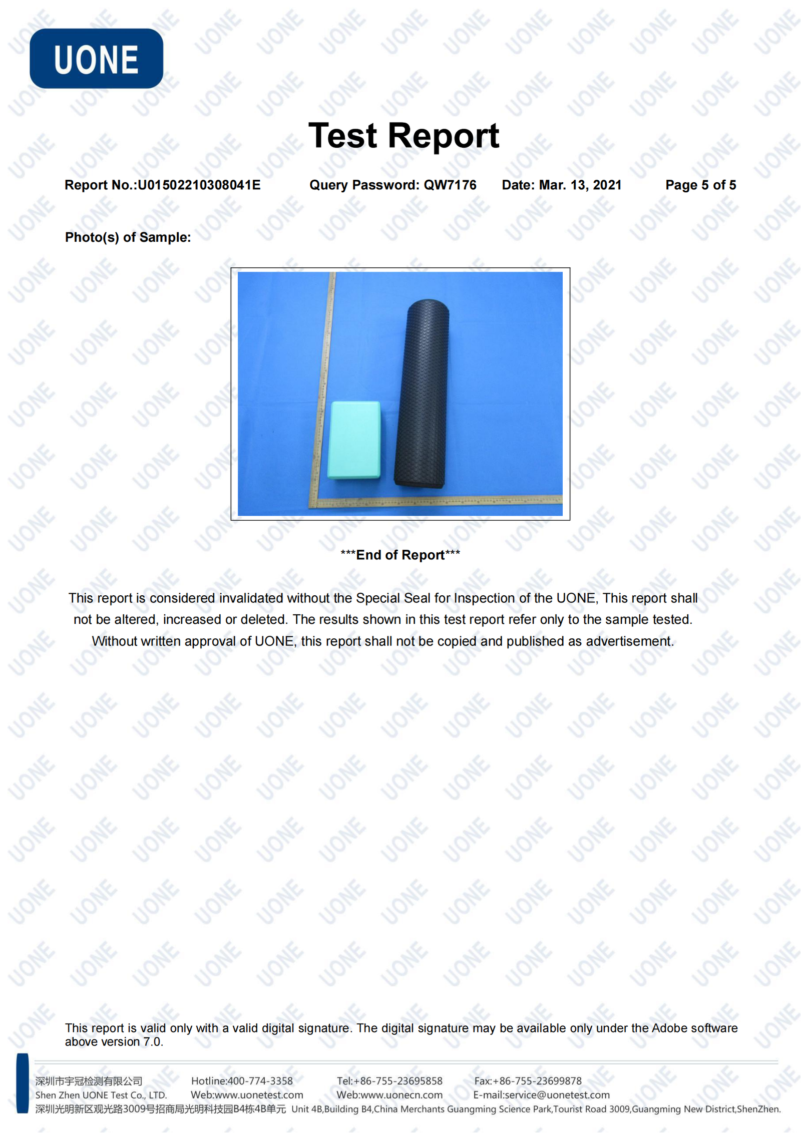 CA65 certification report for Wellfitsource's yoga mats and fitness products, verifying compliance with California Proposition 65 safety standards.