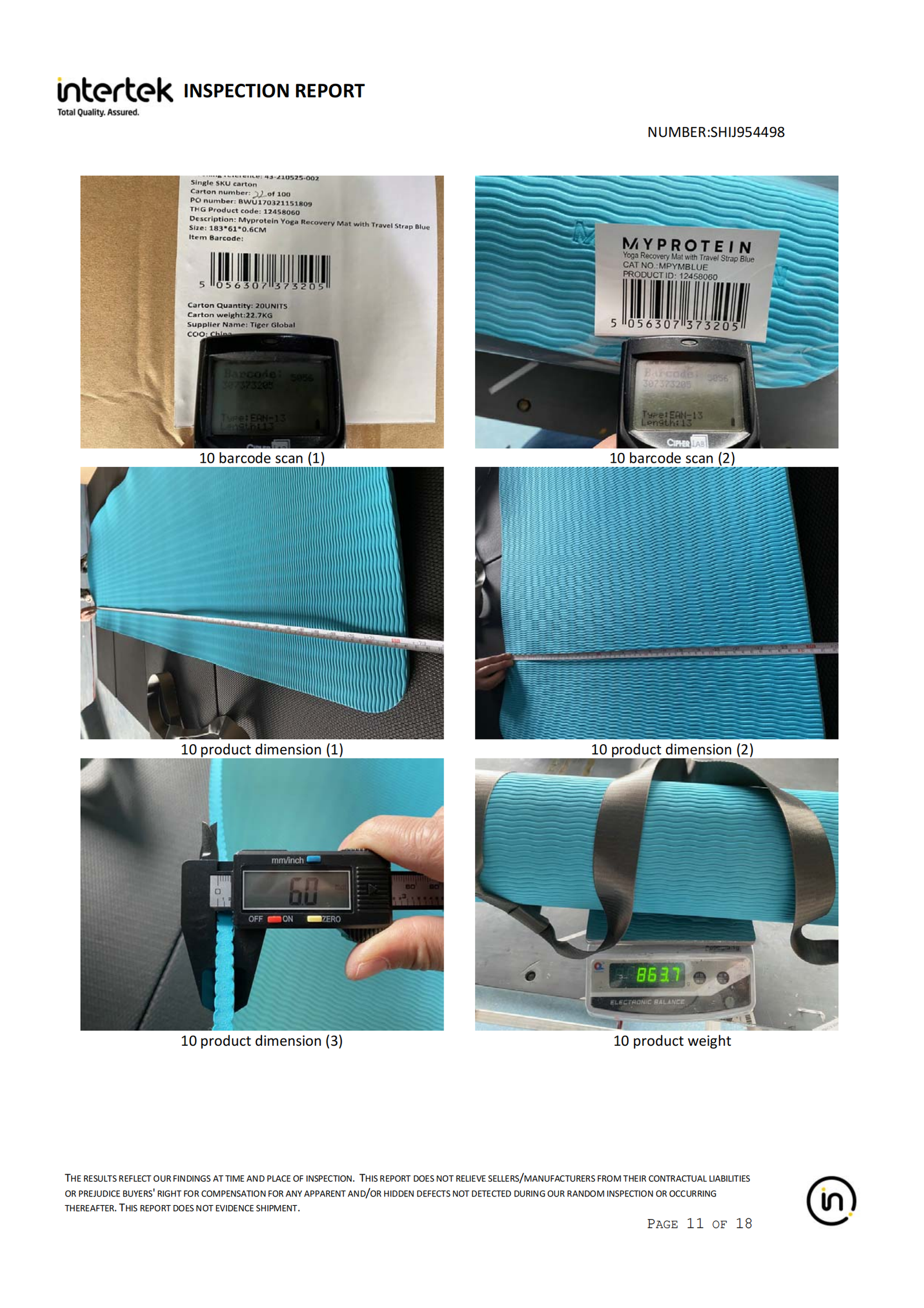 Intertek product inspection and durability testing report for Wellfitsource's yoga and fitness accessories.