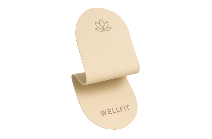 Custom yoga mat with WellFit branding

