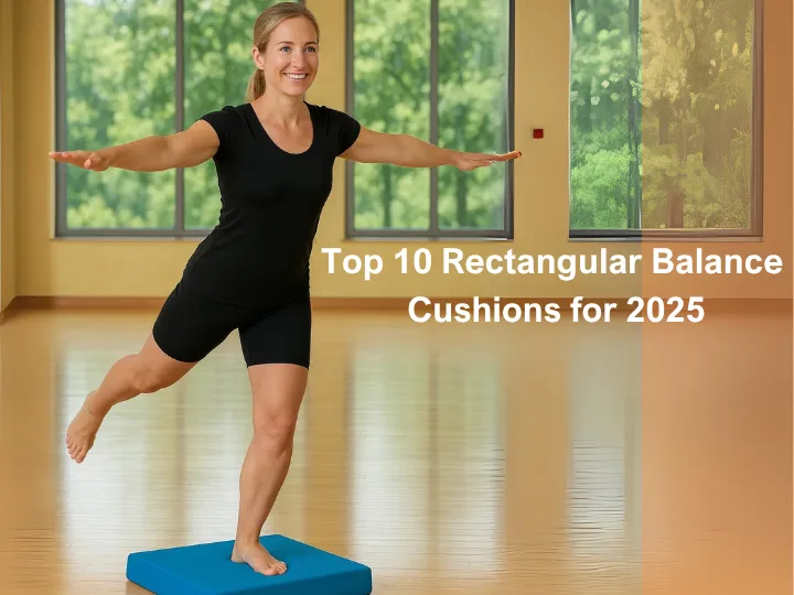 Balance Training on Blue Rectangular Cushion