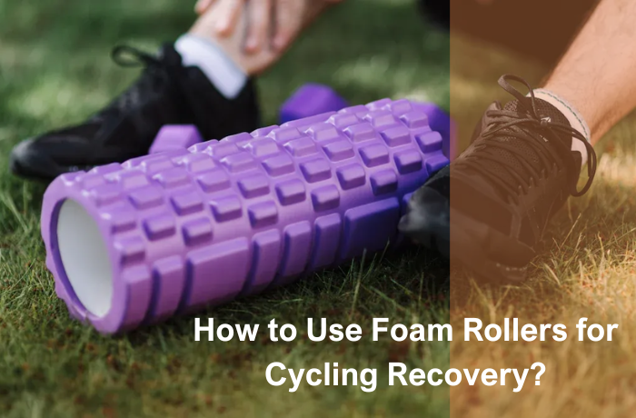 Foam roller used outdoors for post-cycling muscle recovery