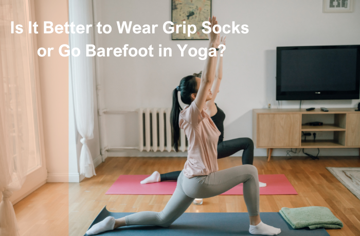 Yoga practitioners using grip socks versus going barefoot in yoga class