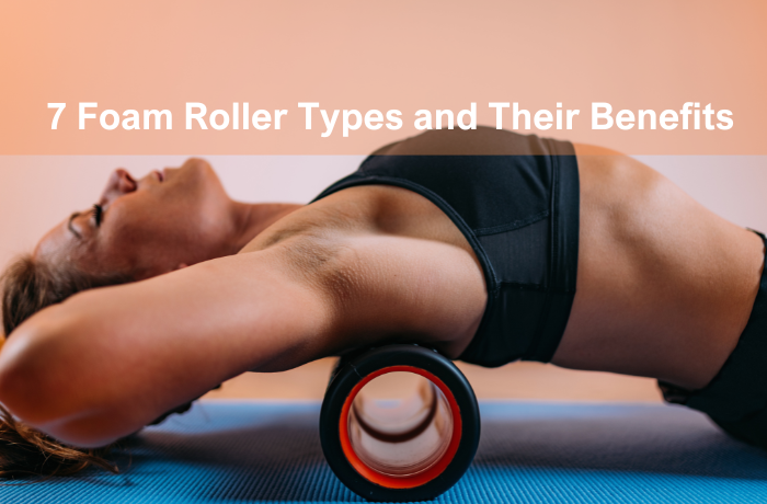 Woman lying on her back using a hollow foam roller for upper spine massage.