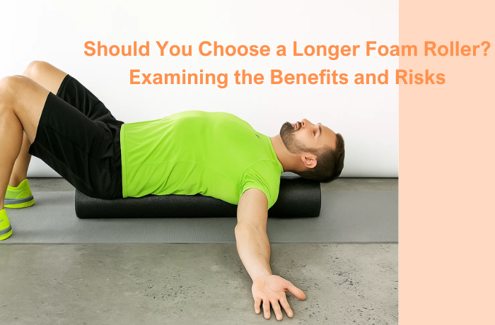 Man lying on a long black foam roller under his upper back for myofascial release