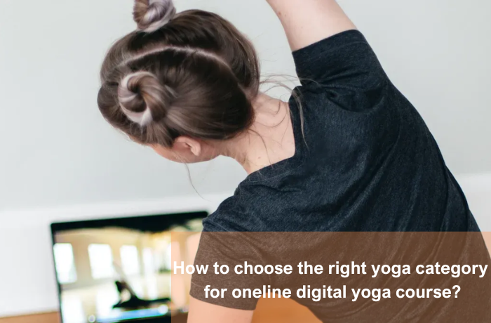 Woman practicing yoga online with a laptop