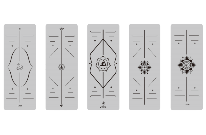 custom PU yoga mat design prototypes with alignment guides