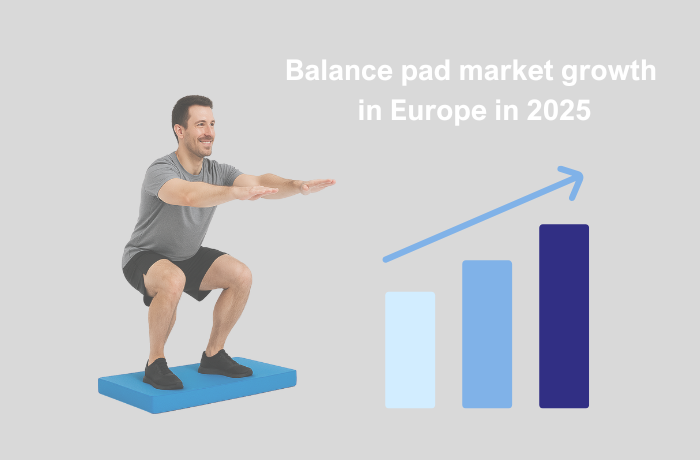 Man performing squat exercise on blue non-slip foam balance pad