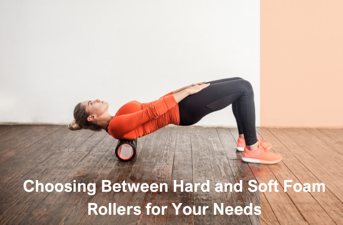 Woman using a firm foam roller for back support during a bridge pose