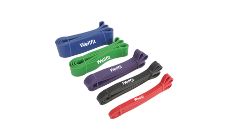 Set of 5 loop resistance bands in various colors by Wellfit.