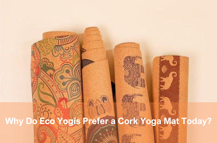 Rolled cork yoga mats with eco patterns
