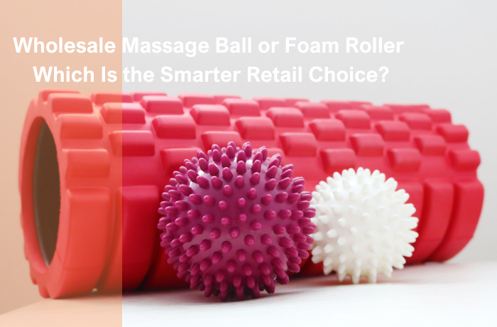 Red foam roller and spiky massage balls for muscle relief