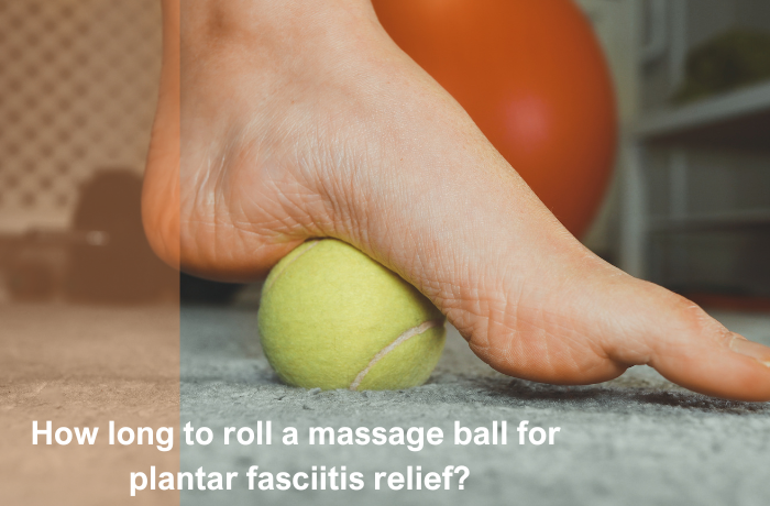 Foot rolling a massage ball for plantar fasciitis pain relief