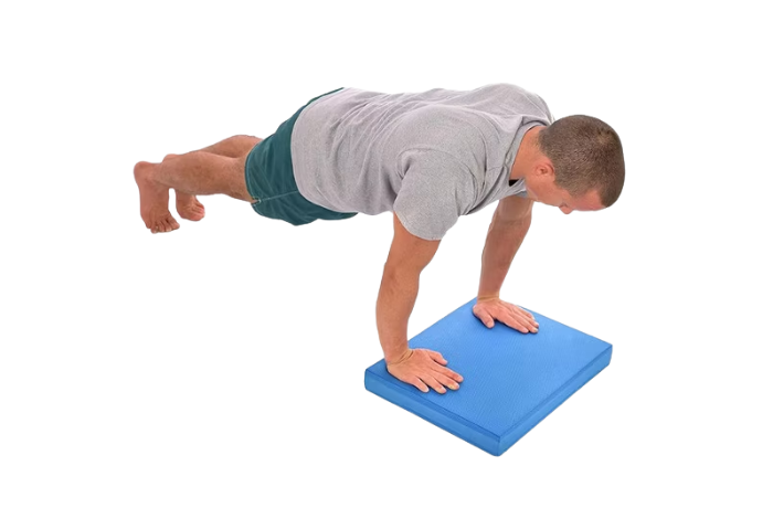 Man doing plank on high-density TPE balance pad