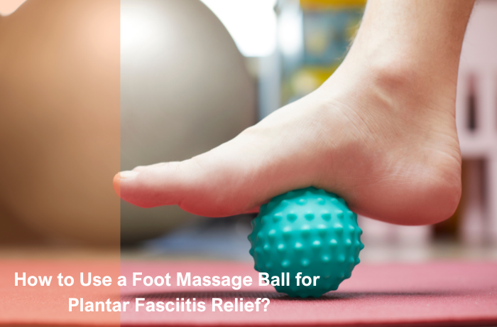 oot pressing on spiky massage ball for plantar fasciitis relief