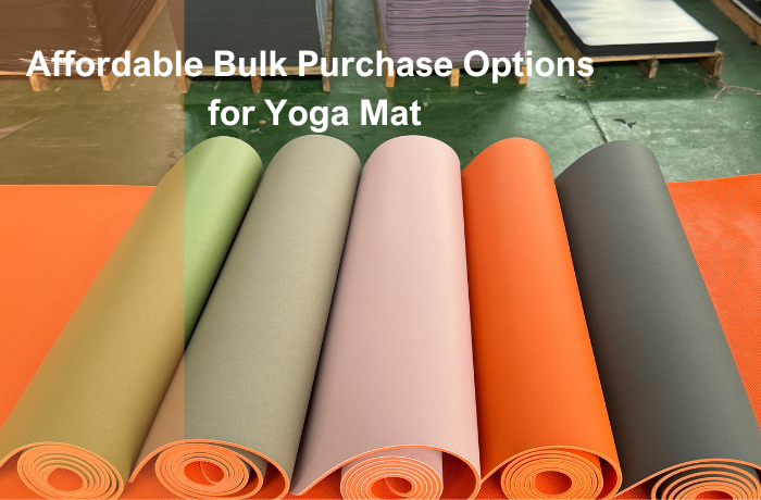 Rolled yoga mats in various colors ready for bulk wholesale