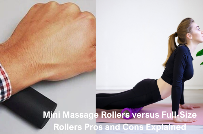Mini massage roller vs full-size foam roller comparison for recovery, portability, and fitness training benefits.