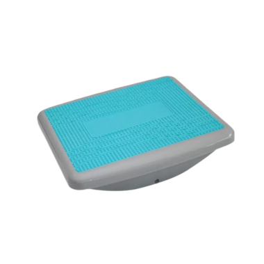 Rectangular rehab balance board with textured top and curved base