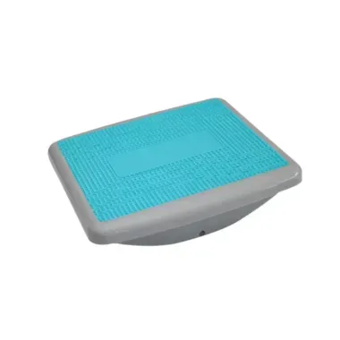 Rectangular rehab balance board with textured top and curved base