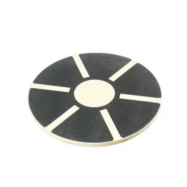 Round wood wobble board with grip tape for balance training