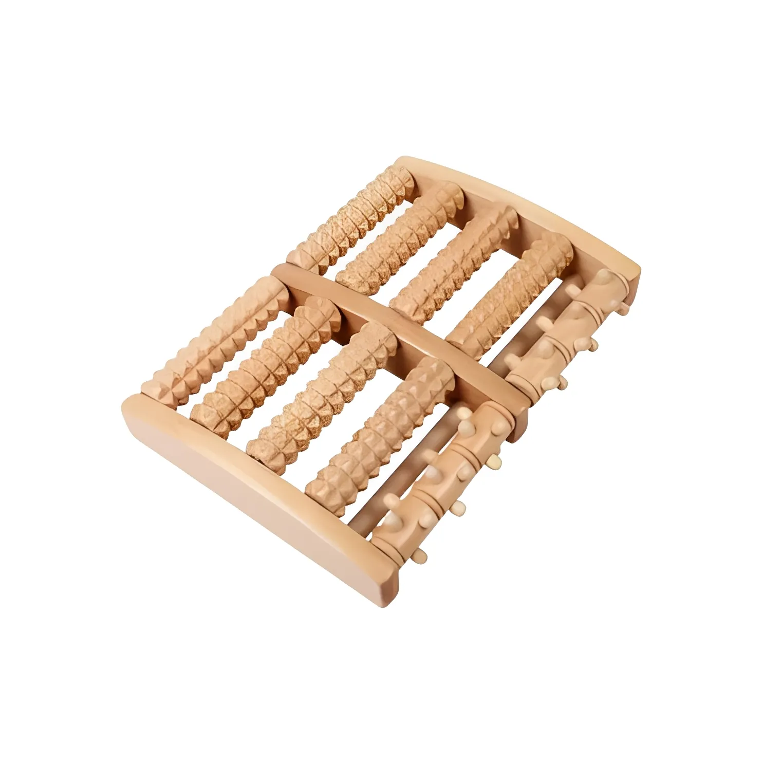 Wooden foot massager roller board for reflexology and blood flow