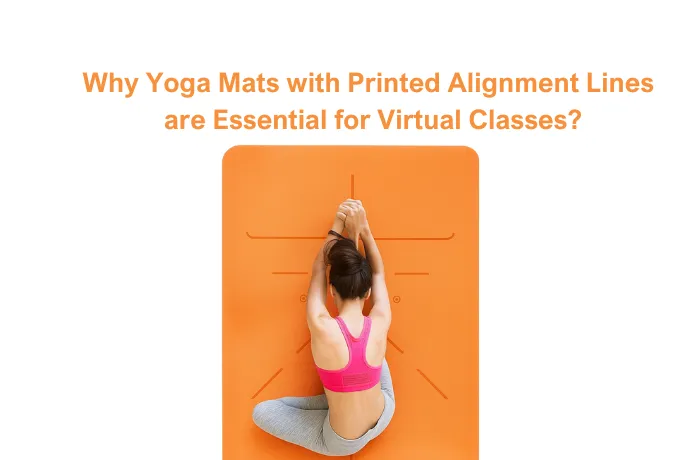 Yoga mat with printed alignment lines for virtual yoga posture correction