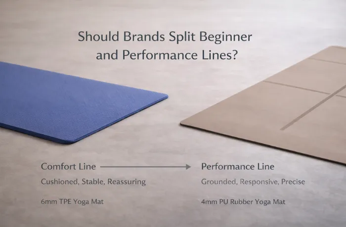 Yoga mat product line strategy comparison between comfort and performance tiers