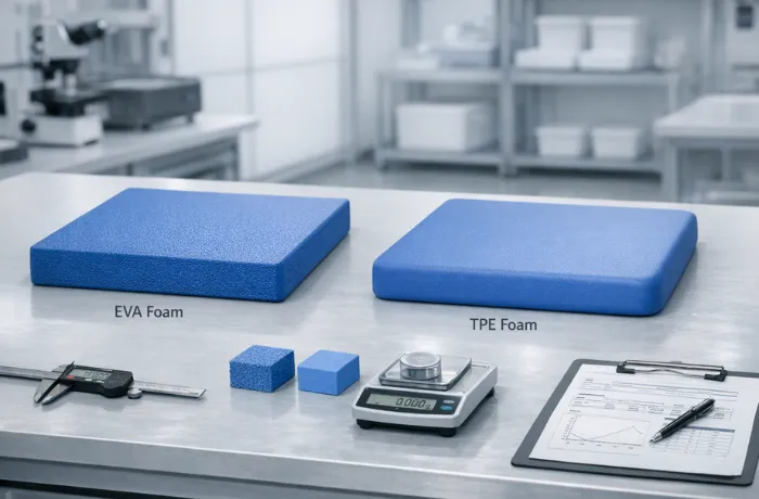 EVA vs TPE balance pad material comparison showing foam texture and structure used in fitness balance pads