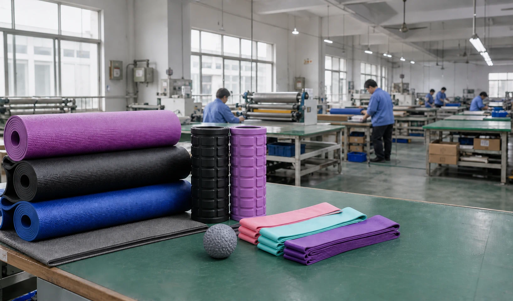 OEM fitness equipment manufacturing in a practical Chinese factory workshop