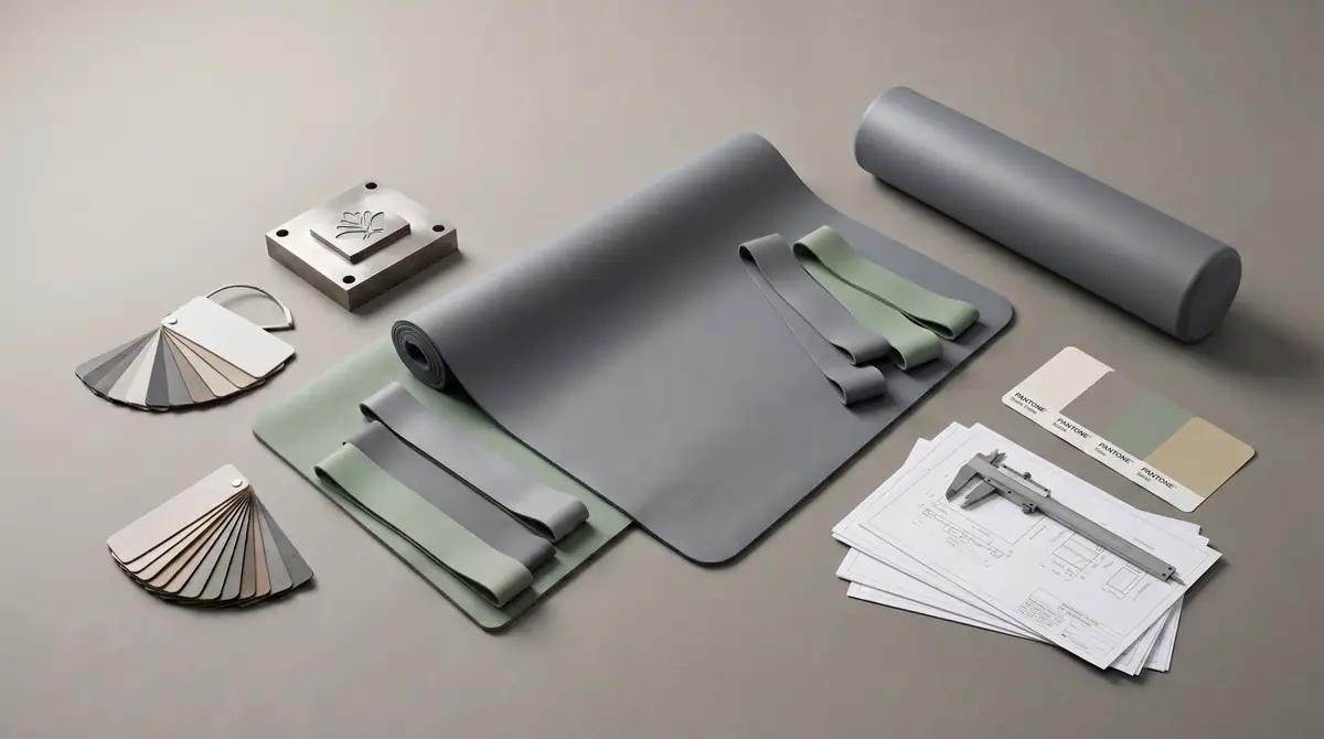 Custom yoga mat and fitness accessories representing OEM exclusivity and protected product sourcing.