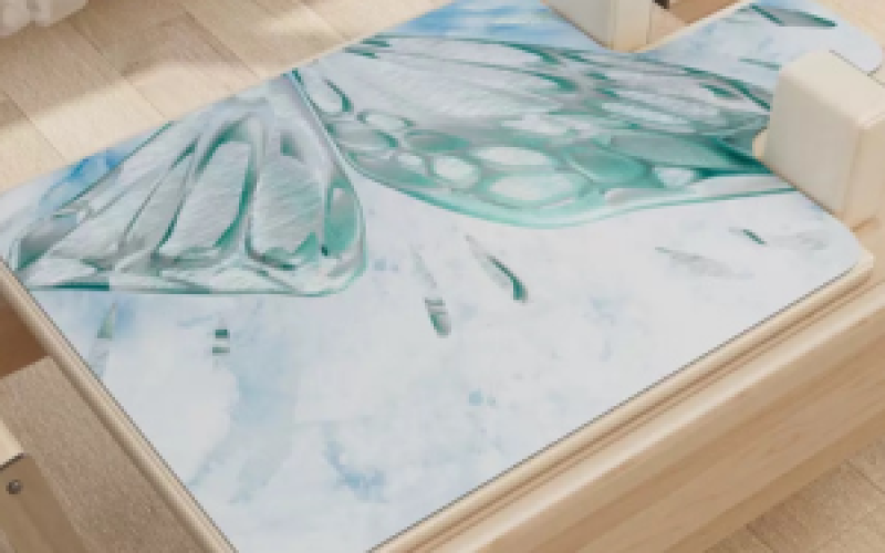 Custom size suede mat designed for Pilates reformer equipment