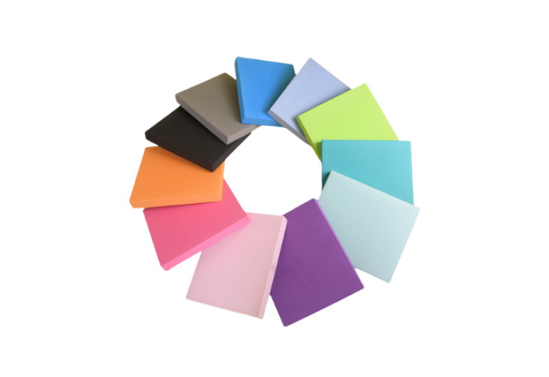 Custom-colored balance pads available in multiple hues for corporate clients.