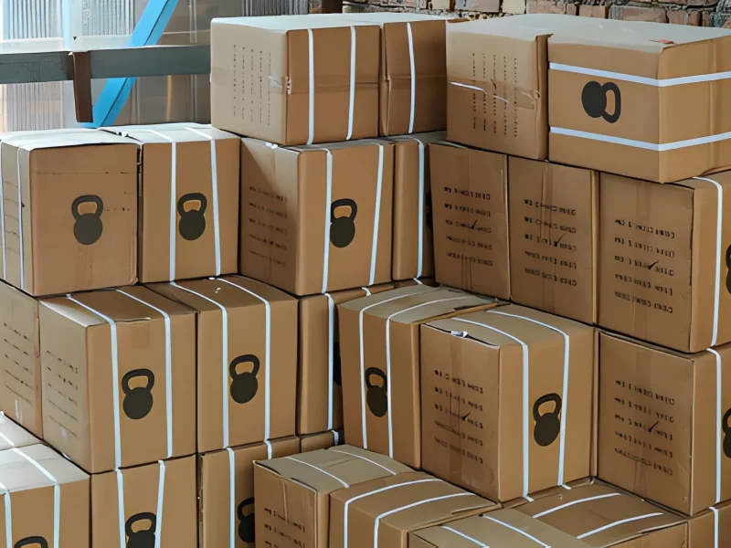 Bulk kettlebell packaging boxes ready for wholesale shipping